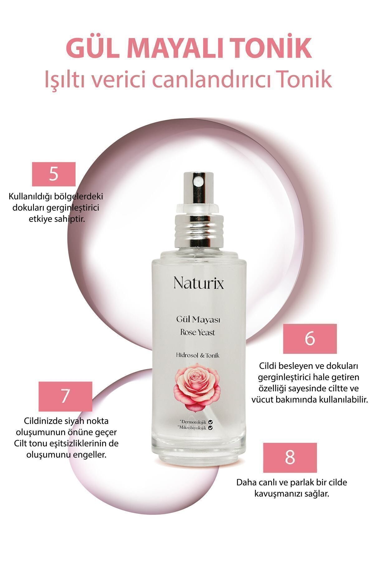 Gül Mayası Aydınlatıcı & Gözenek Sıkılaştırıcı Tonik 100 ml Cilt Bakımı Yüz Tonik