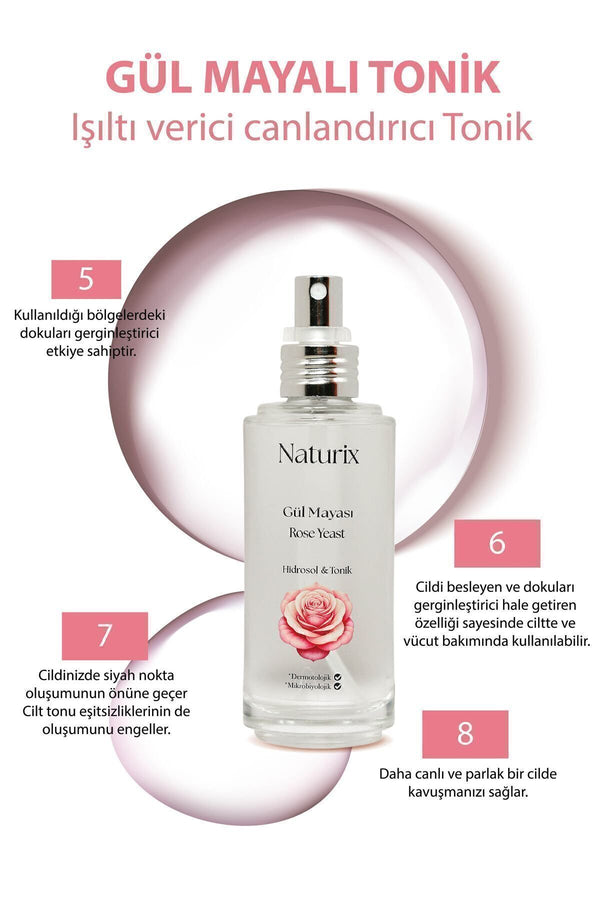 Gül Mayası Aydınlatıcı & Gözenek Sıkılaştırıcı Tonik 100 ml Cilt Bakımı Yüz Tonik