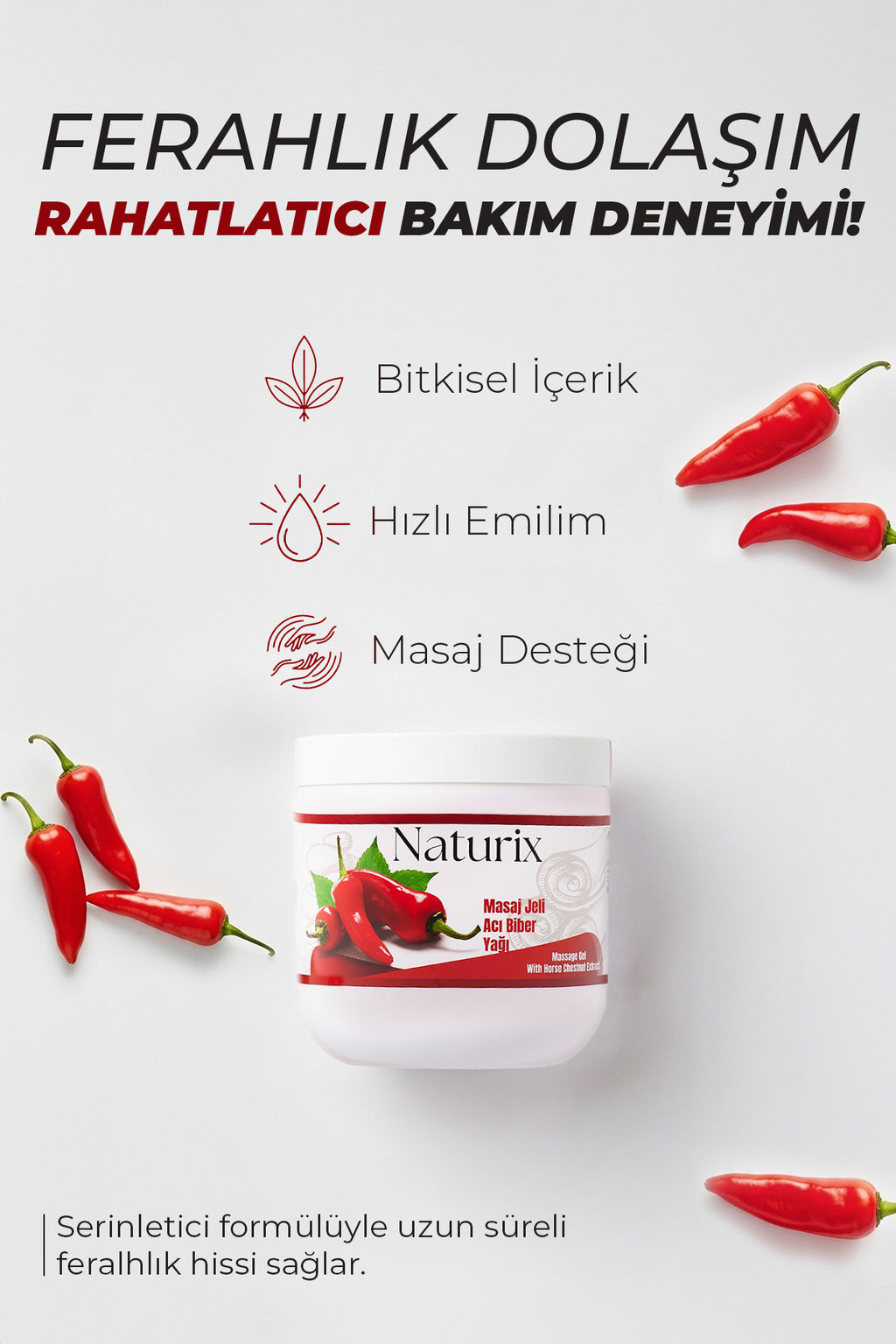 2'li Paprika Biberli Balsam Masaj Jeli 500 ml Kırmızı Biber Masaj Jeli