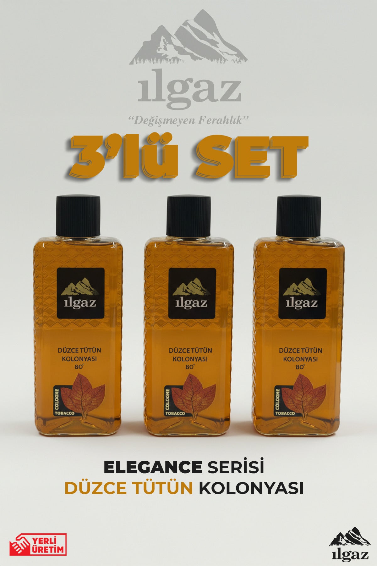 Düzce Tütün Kolonyası 3'lü Set 80 Derece 400 ml | Elegance Series